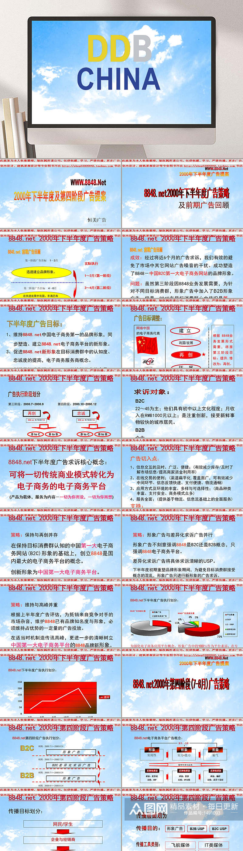 广告策划蓝色天空主题通用PPT模板素材