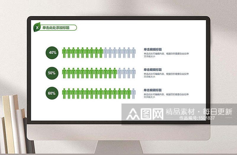 小人人数比例分析说明模板PPT素材