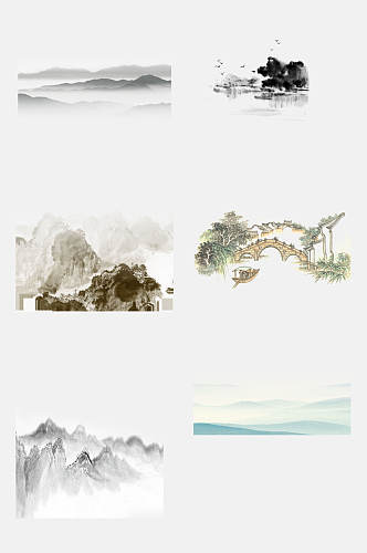 中国山水中国风元素