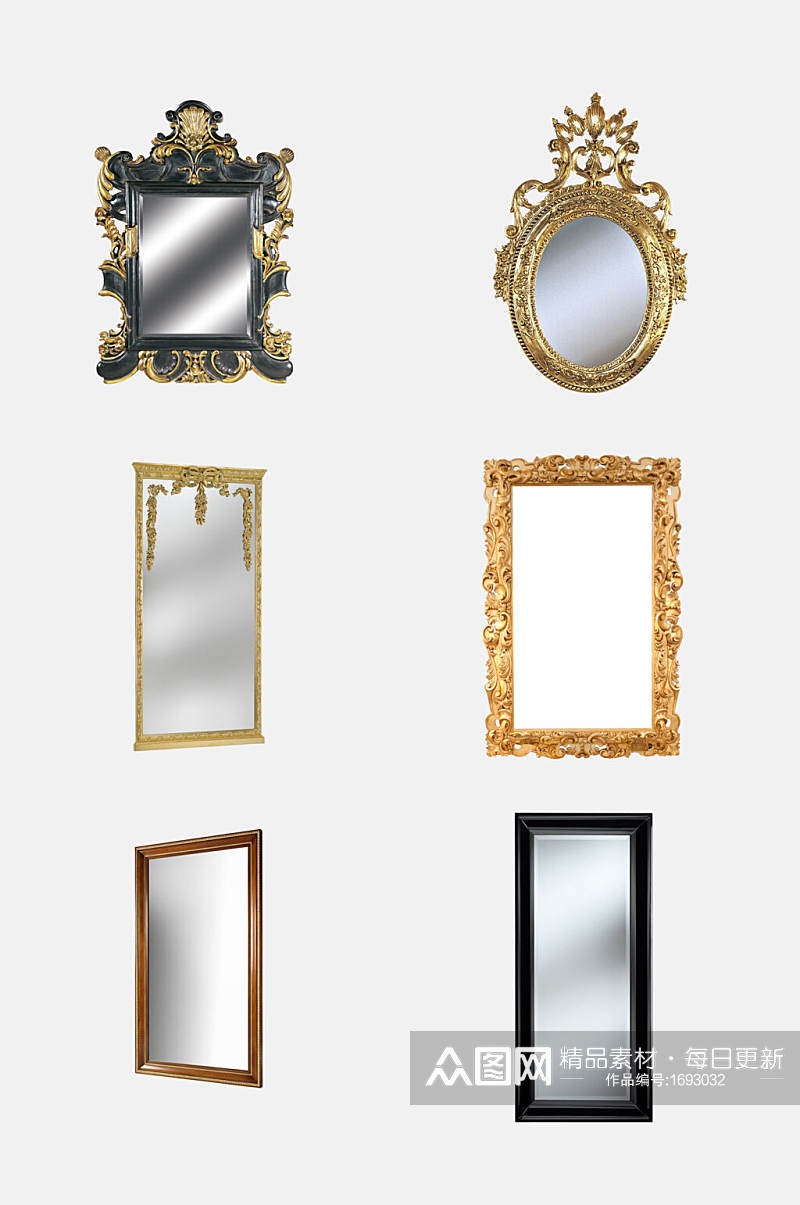 黄色镜子免抠元素素材素材