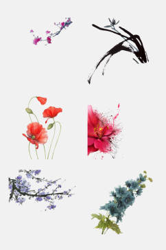 水墨花卉兰花元素素材