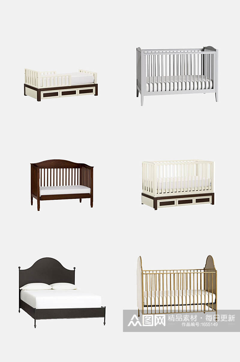 简约婴儿床床类家具免抠元素素材
