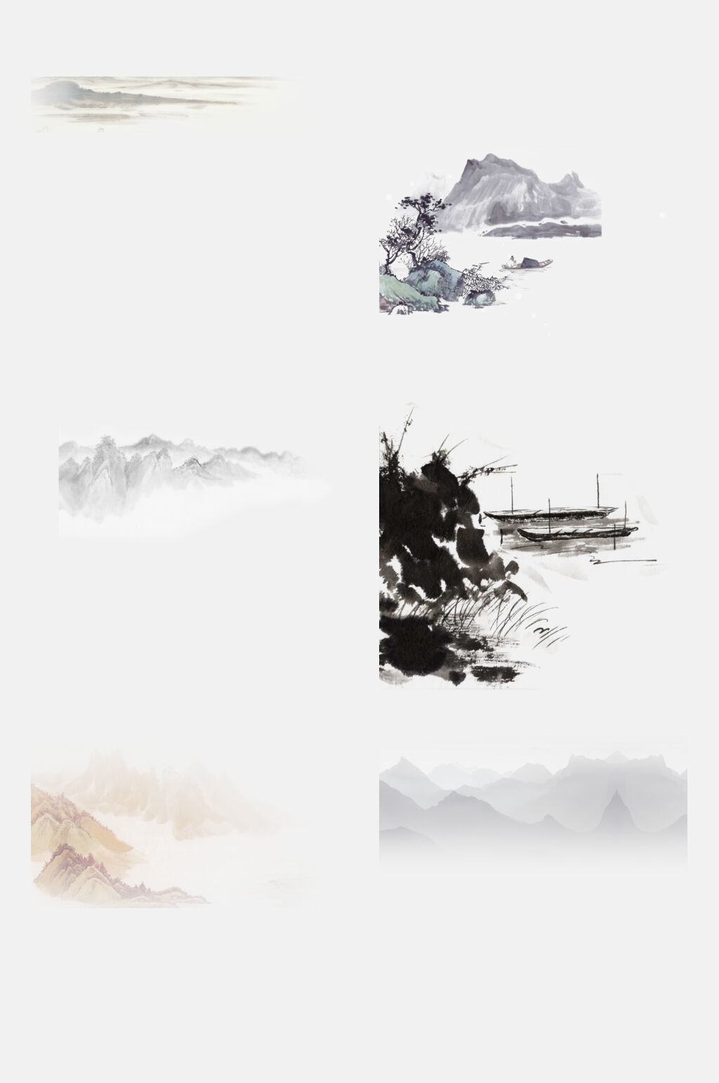 中国风水墨山水元素素材