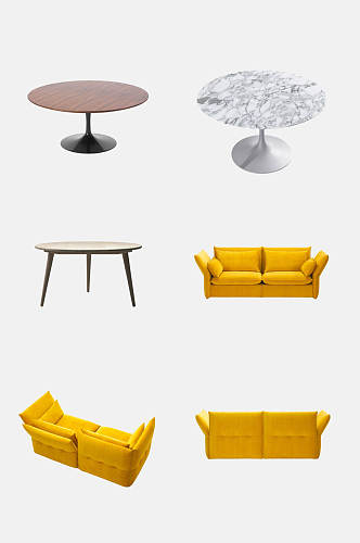 桌子黄色椅子沙发免抠元素