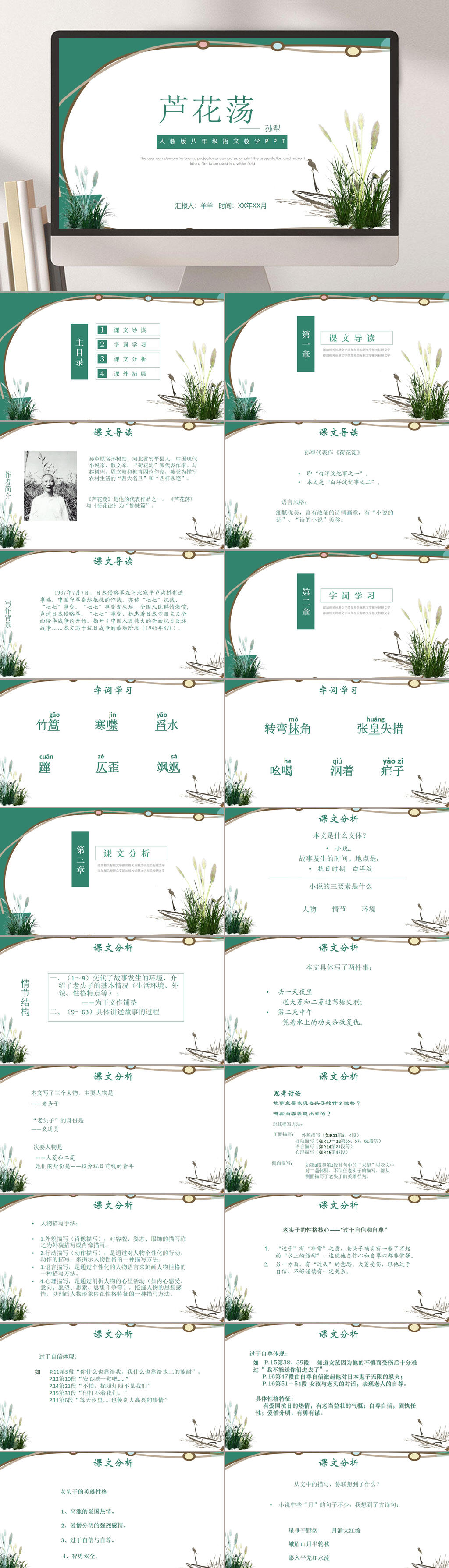 简洁通用芦花荡小学语文课件素材