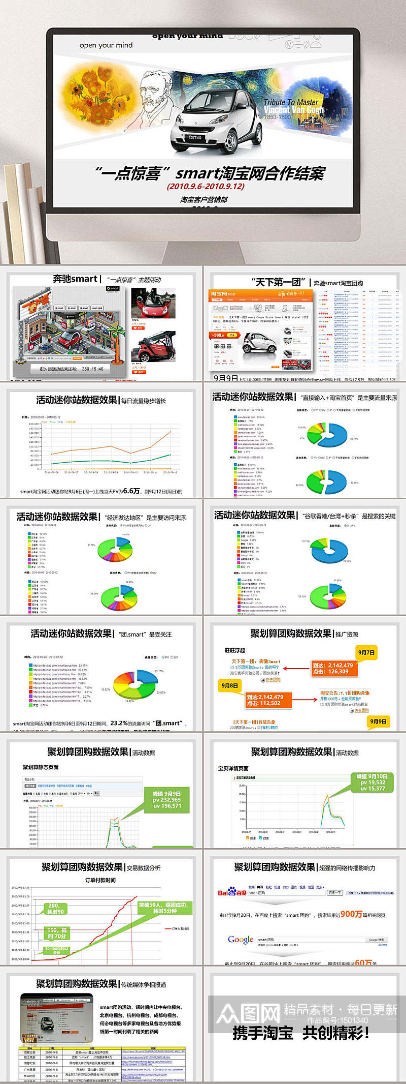 奔驰淘宝网合作结案PPT模板素材