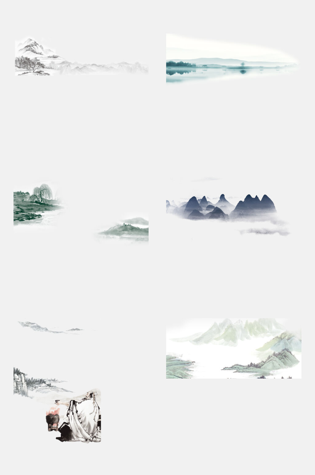 中国风水墨画元素素材
