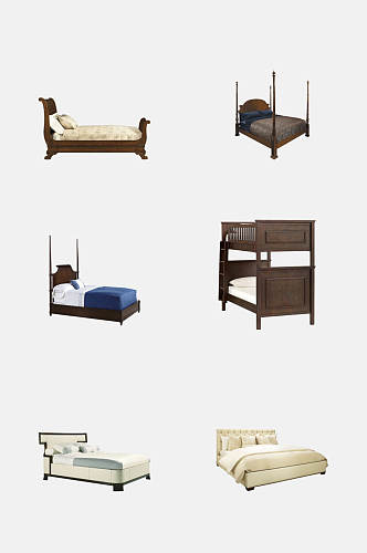 中式床类家具免抠元素