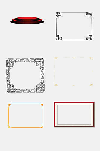 简约红色中式中国风边框元素素材
