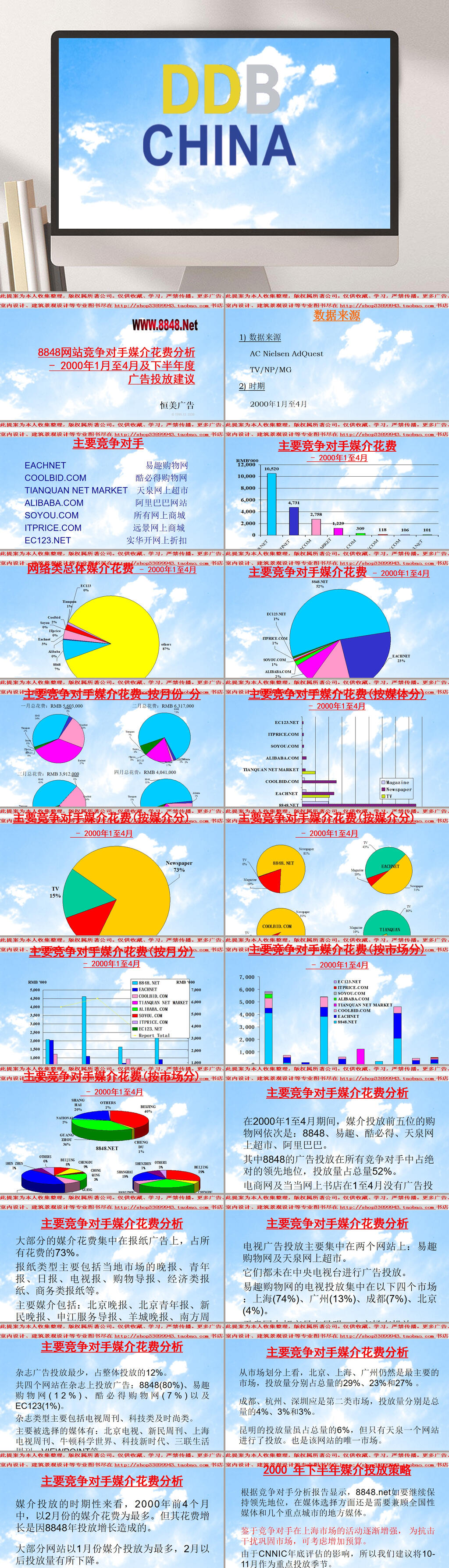 蓝色简约企业PPT模板素材