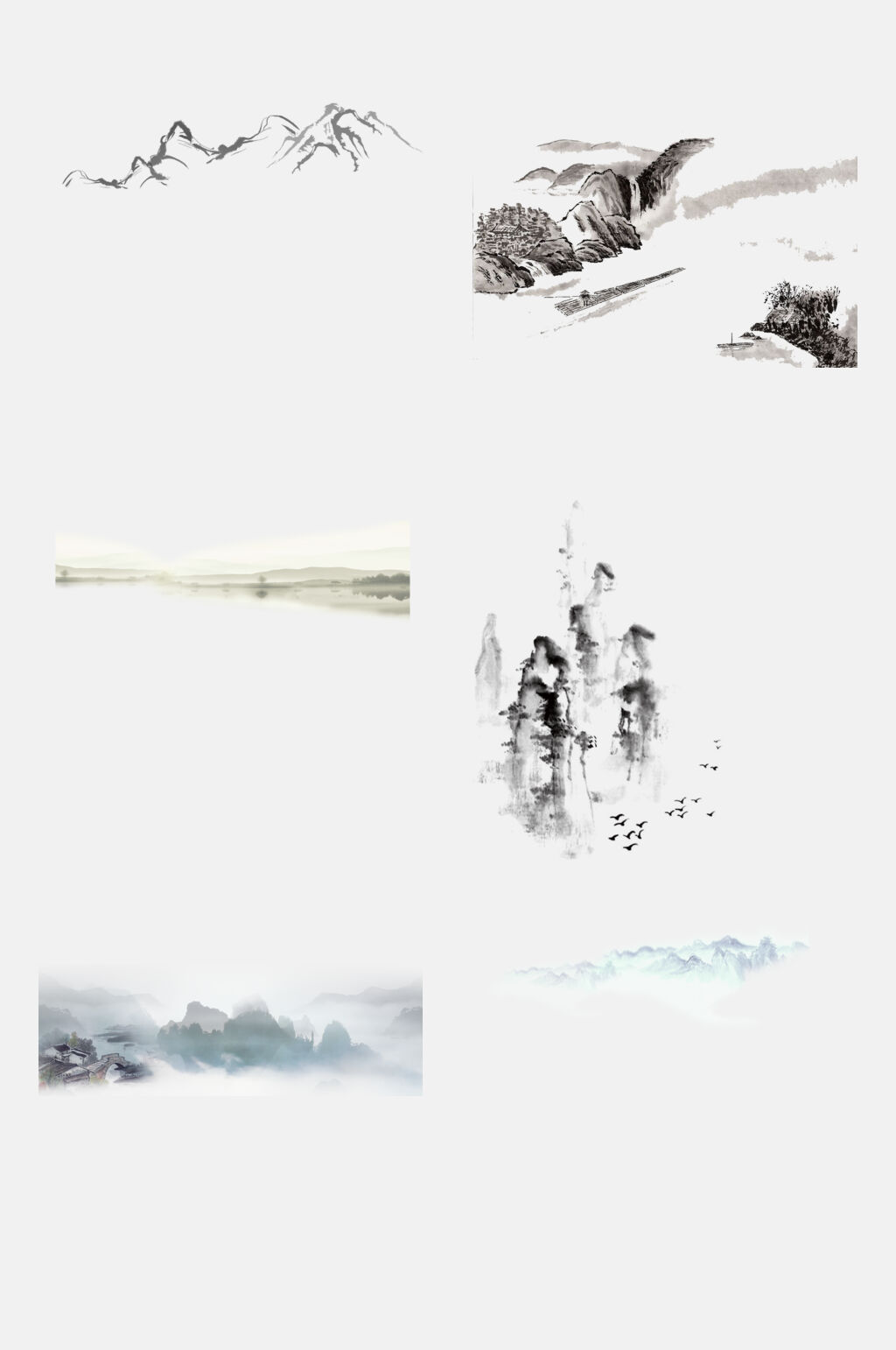 中国风山景画元素素材