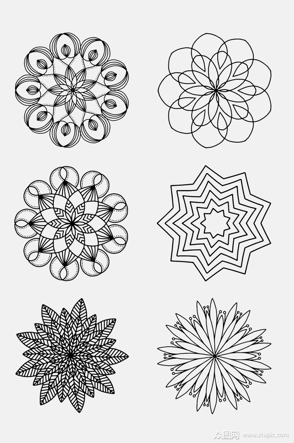 创意黑白花纹设计元素模板下载-编号1686606-众图网