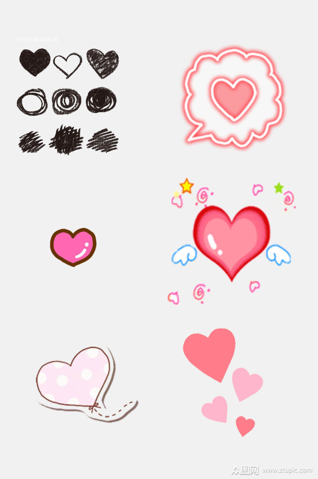 可爱爱心贴图元素素材