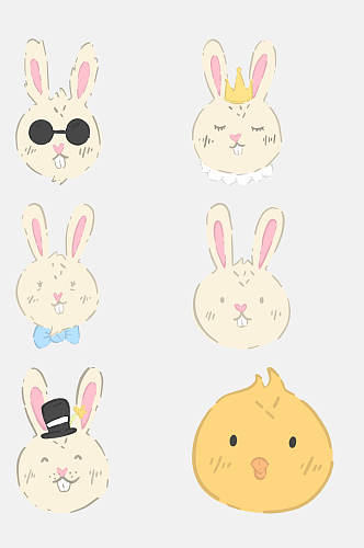 兔子卡通头像设计元素