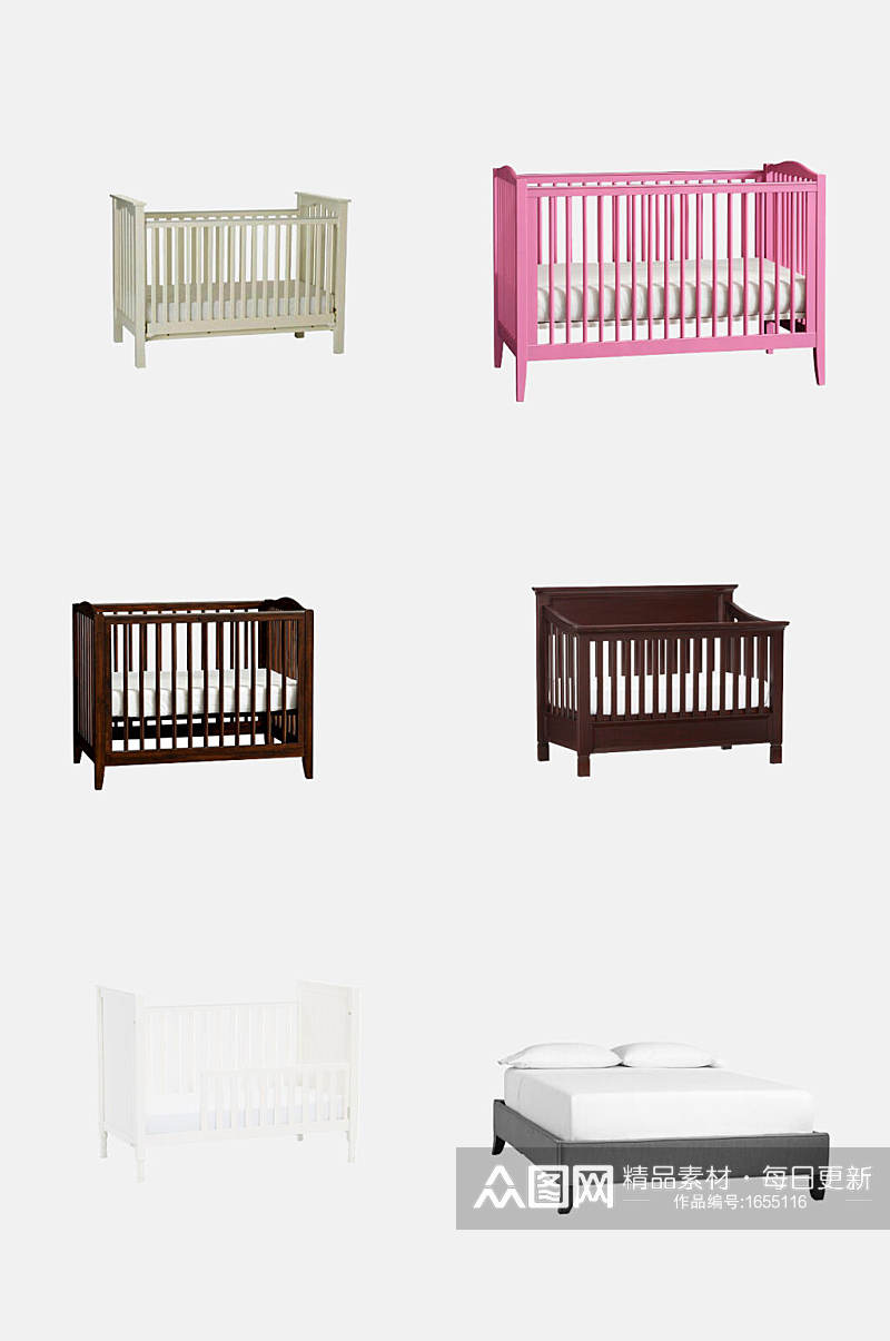 婴儿床床类家具免抠元素素材