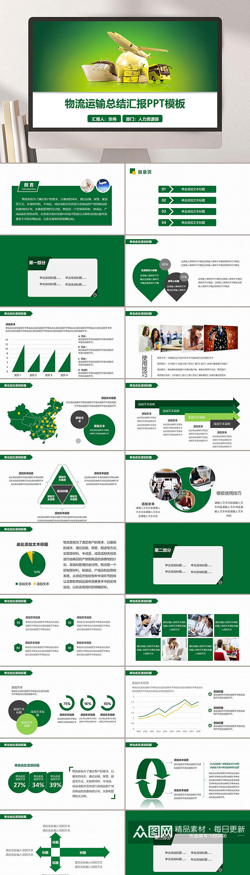 物料运输总结汇报PPT模板素材