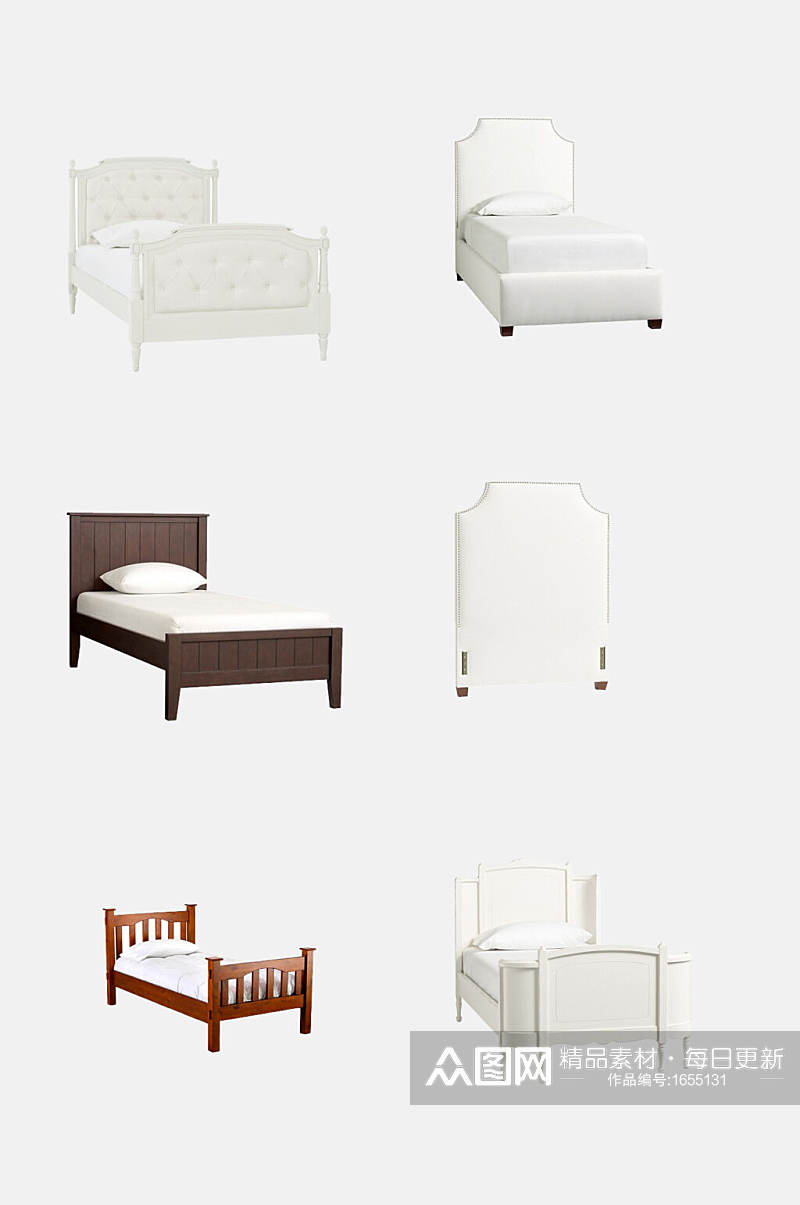 简约单人床床类家具免抠元素素材