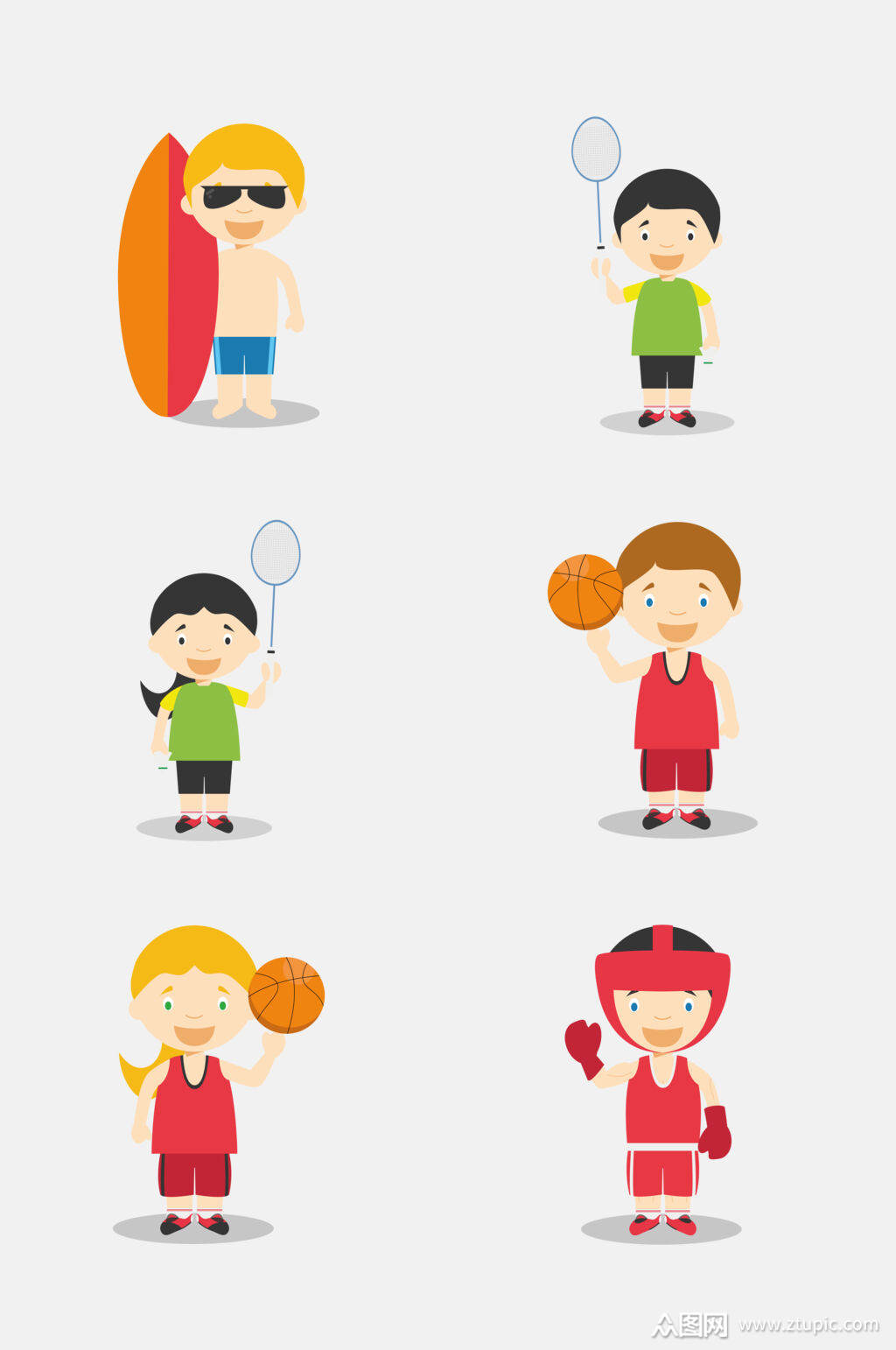 羽毛球运动员卡通元素素材