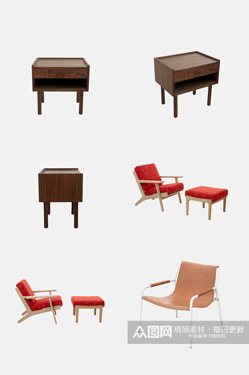 简约实木椅子沙发免抠元素素材
