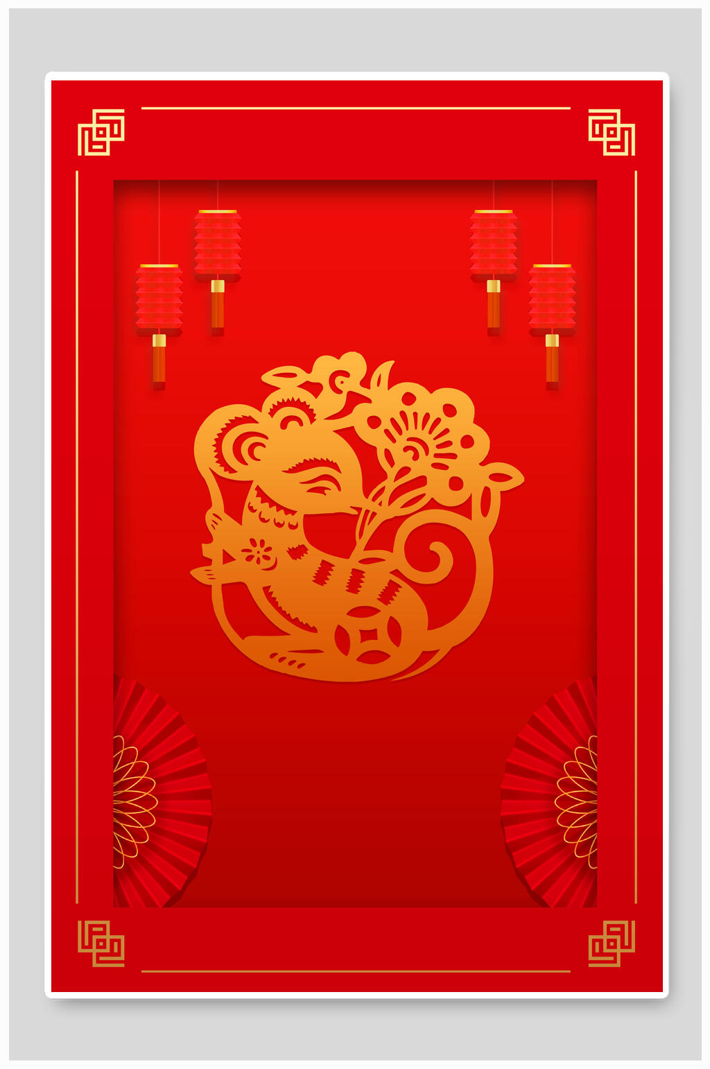 喜庆背景大红主题免抠素材