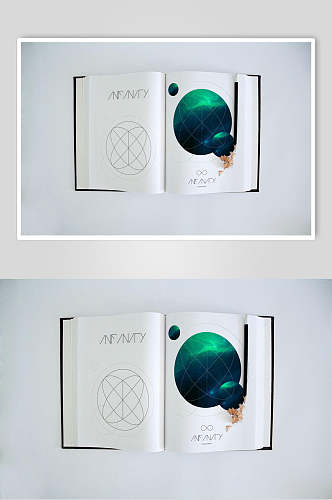 地球内折页书籍样机效果图