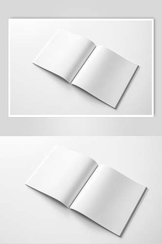 纯白色书页内页方形画册效果图