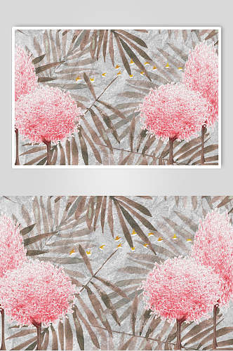 灰粉色树木叶子设计元素