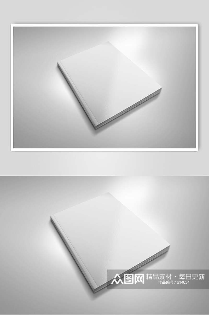 纯白色封面胶装画册效果图素材