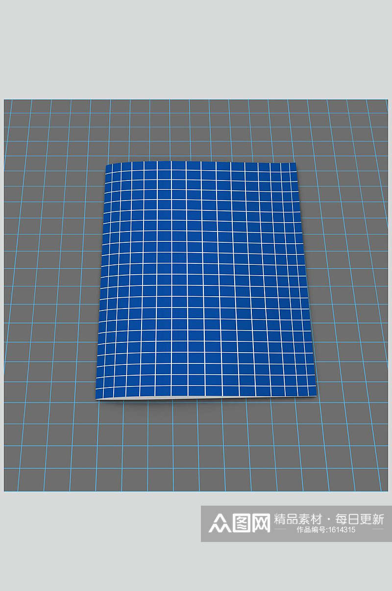 蓝色格子画册样机贴图效果图素材