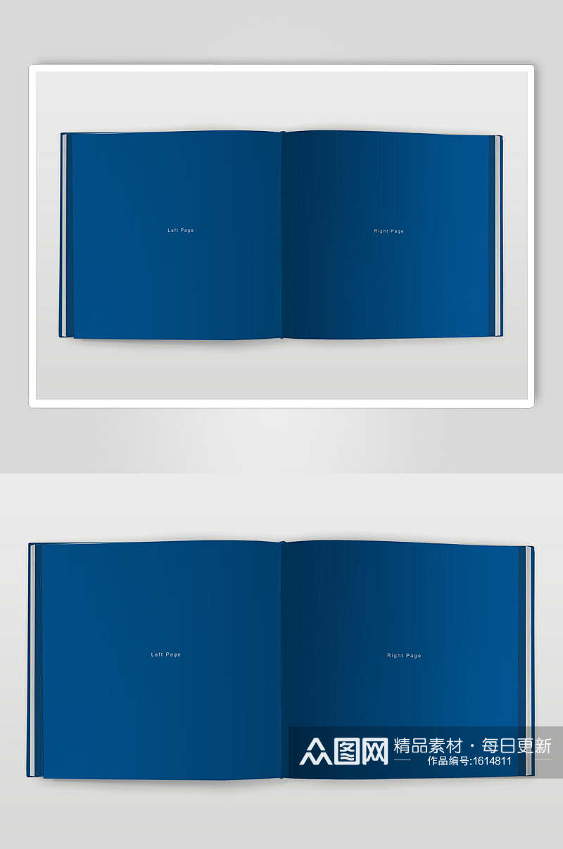 藏蓝色内页方形画册效果图素材