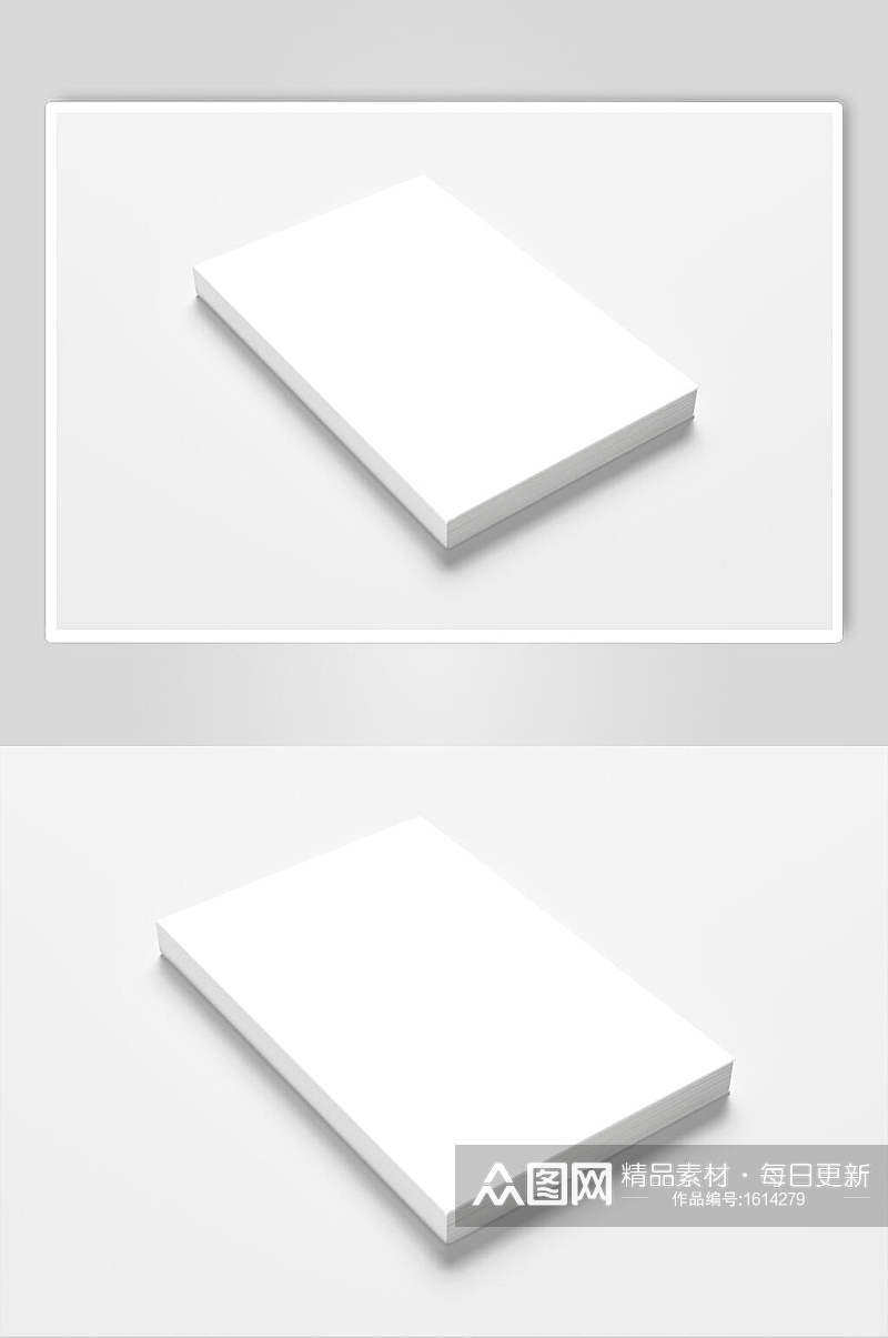 纯白色画册样机贴图效果图素材