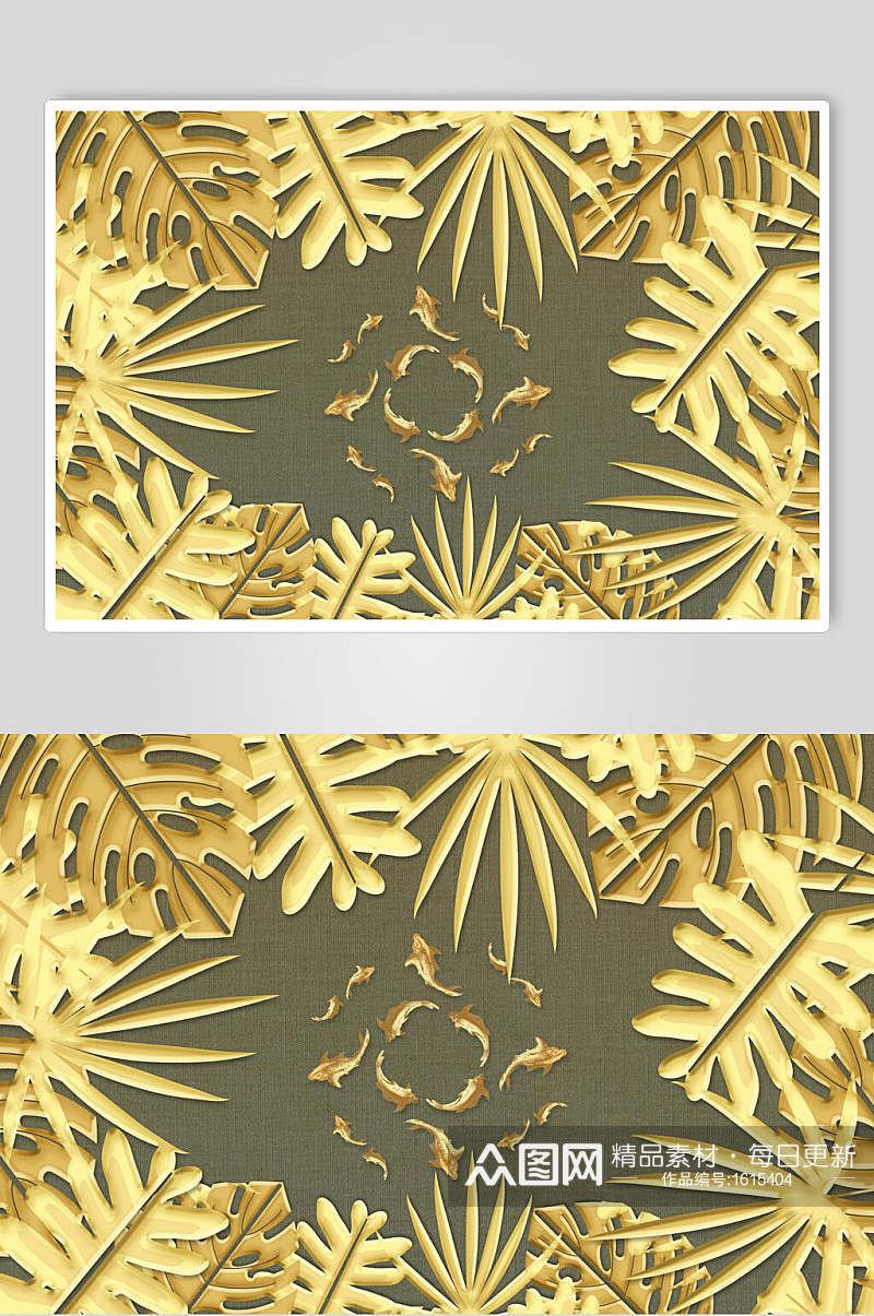 金色创意火烈鸟芭蕉叶子设计元素素材