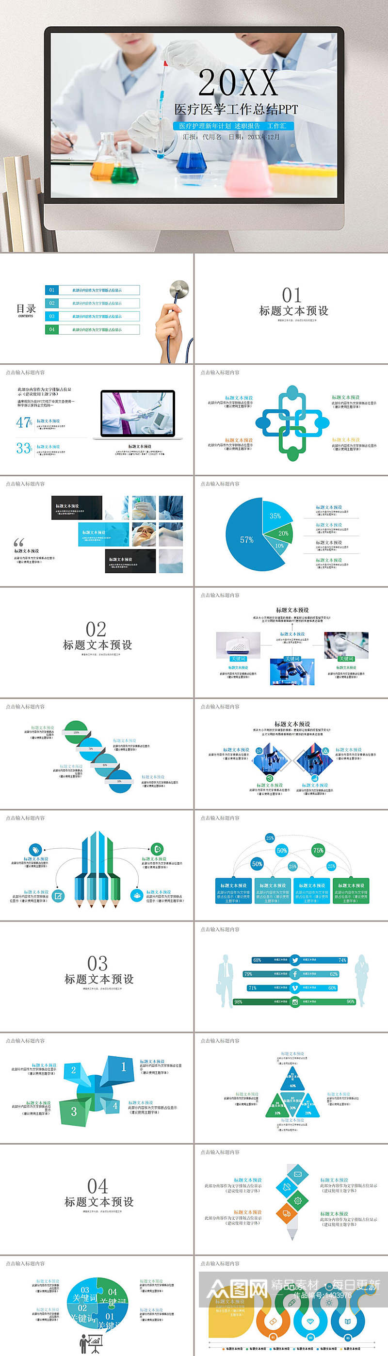 精选医学医疗工作汇报PPT模板素材