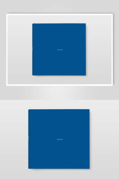 蓝色简约方形画册样机效果图