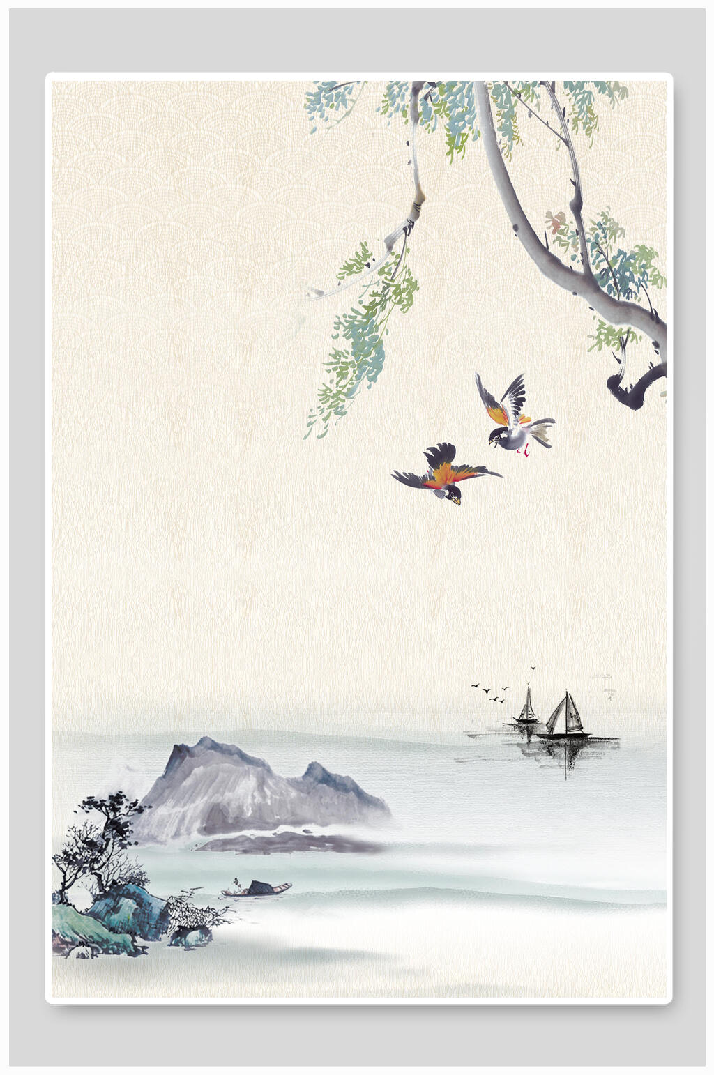 中国风山水画海报设计素材