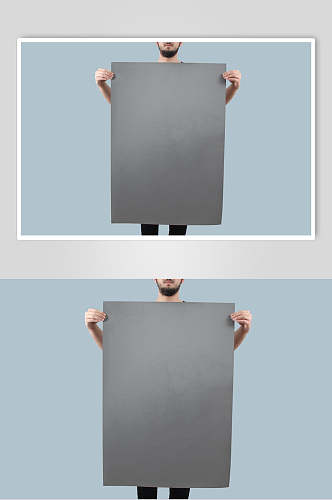 灰色画册人体对比样机贴图效果图