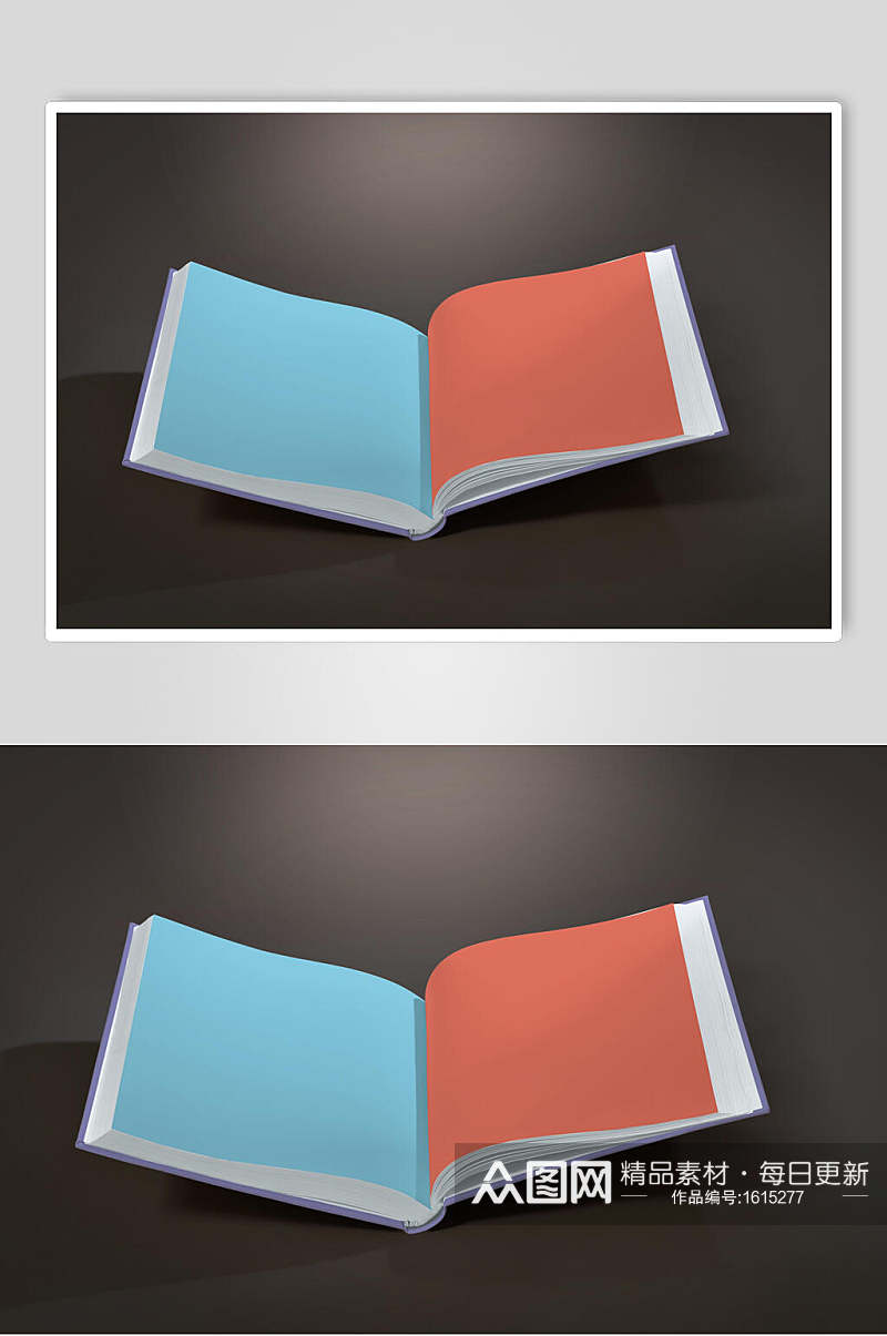 蓝红色内页画册样机贴图效果图素材