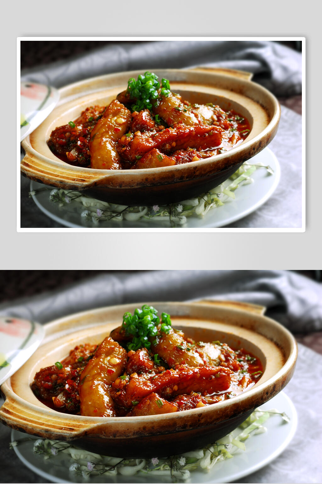 鱼香茄子砂锅煲高清图片素材