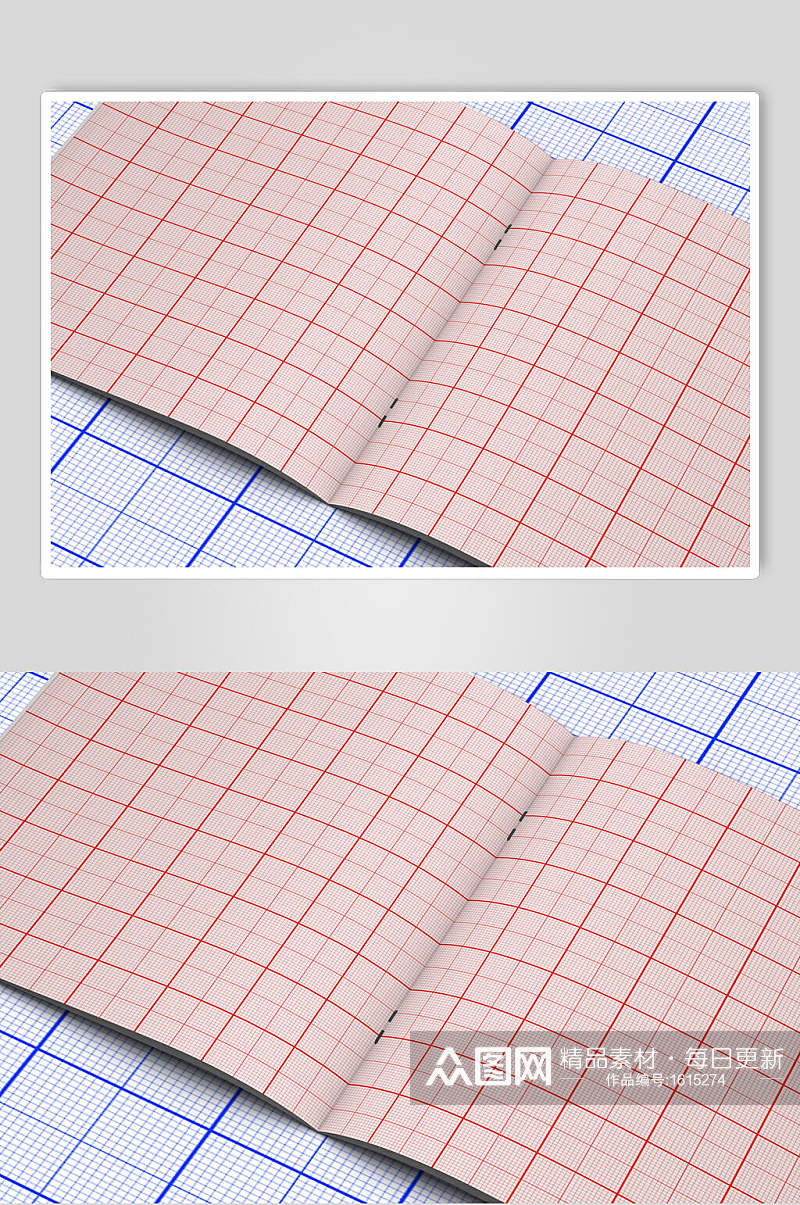 红格子内页画册样机贴图效果图素材