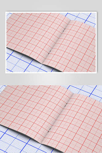红格子内页画册样机贴图效果图