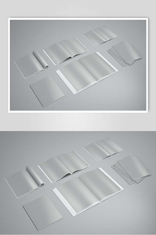 银色书籍画册得放翻页样机效果图-众图网