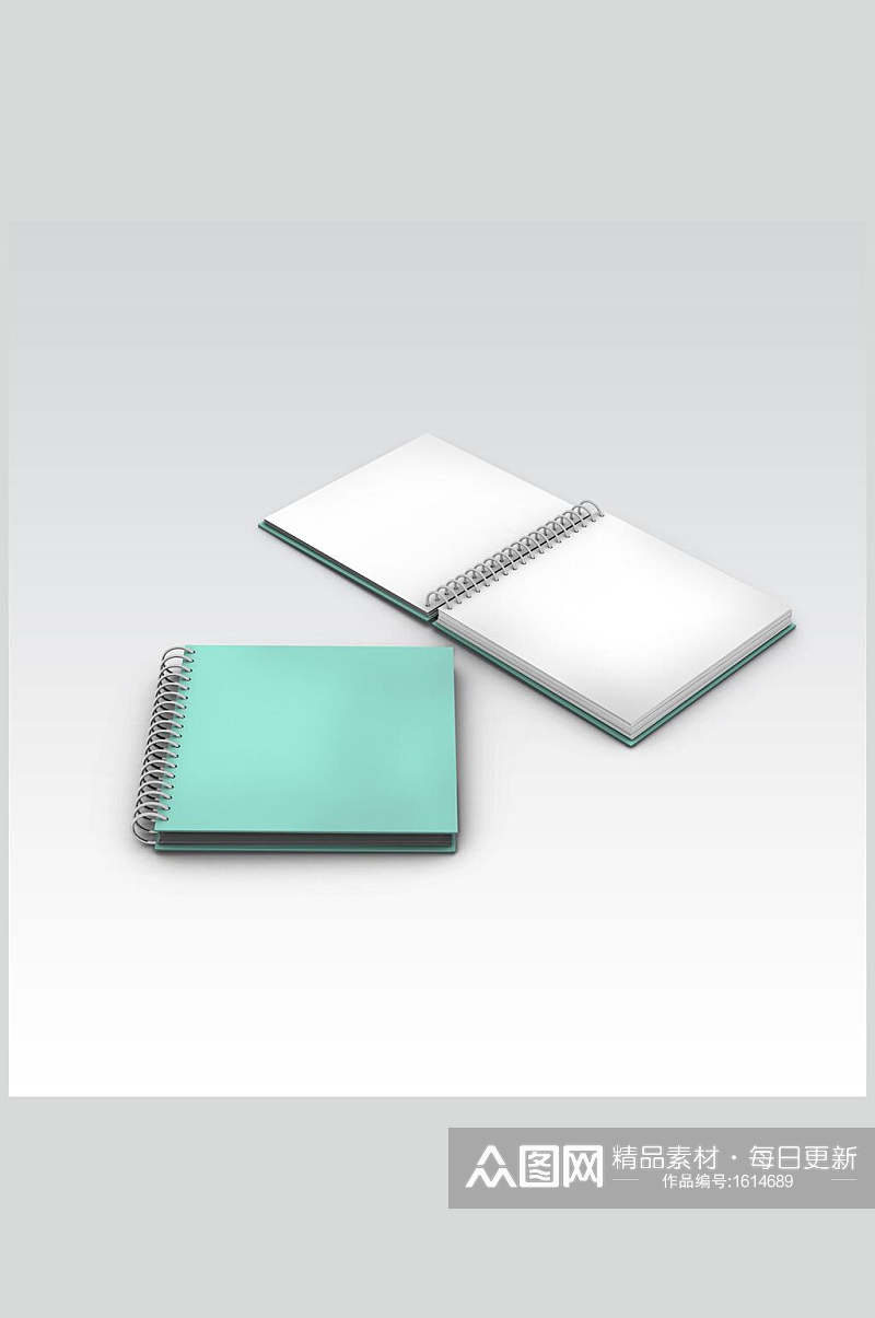 绿色封面内页画册样机贴图效果图素材