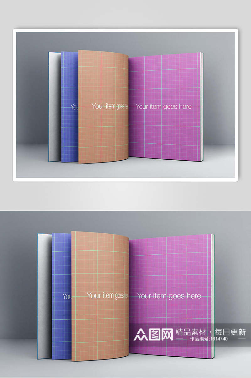 彩色内页画册样机贴图效果图素材