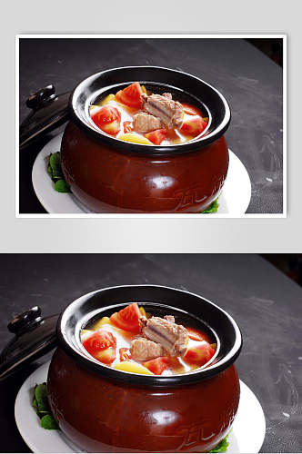 蕃茄仔排砂锅煲高清图片