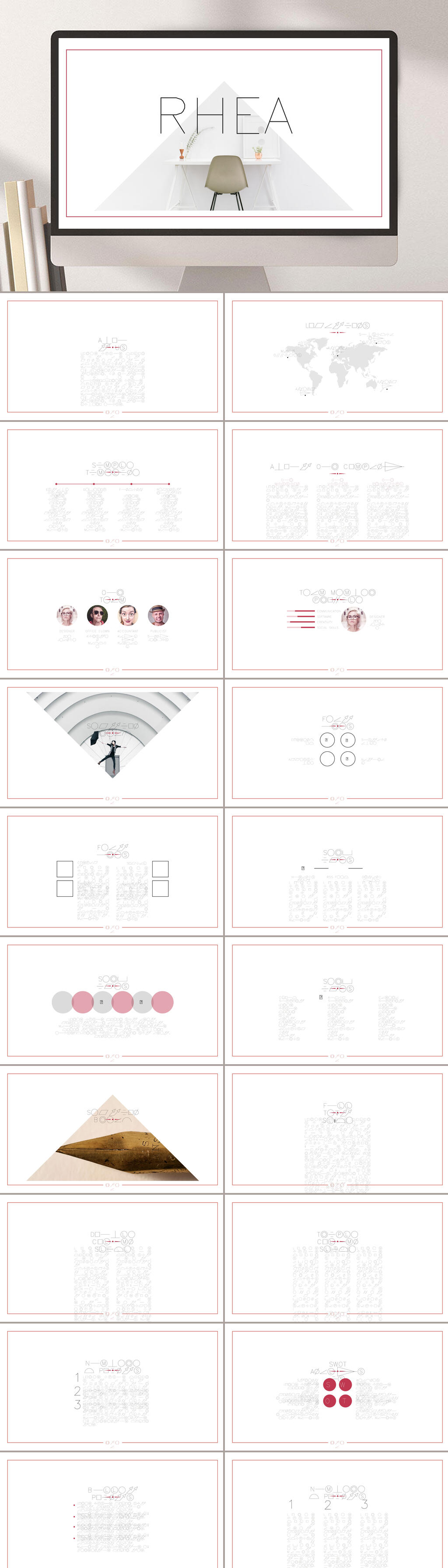 RheaPink简约纯色PPT模板素材