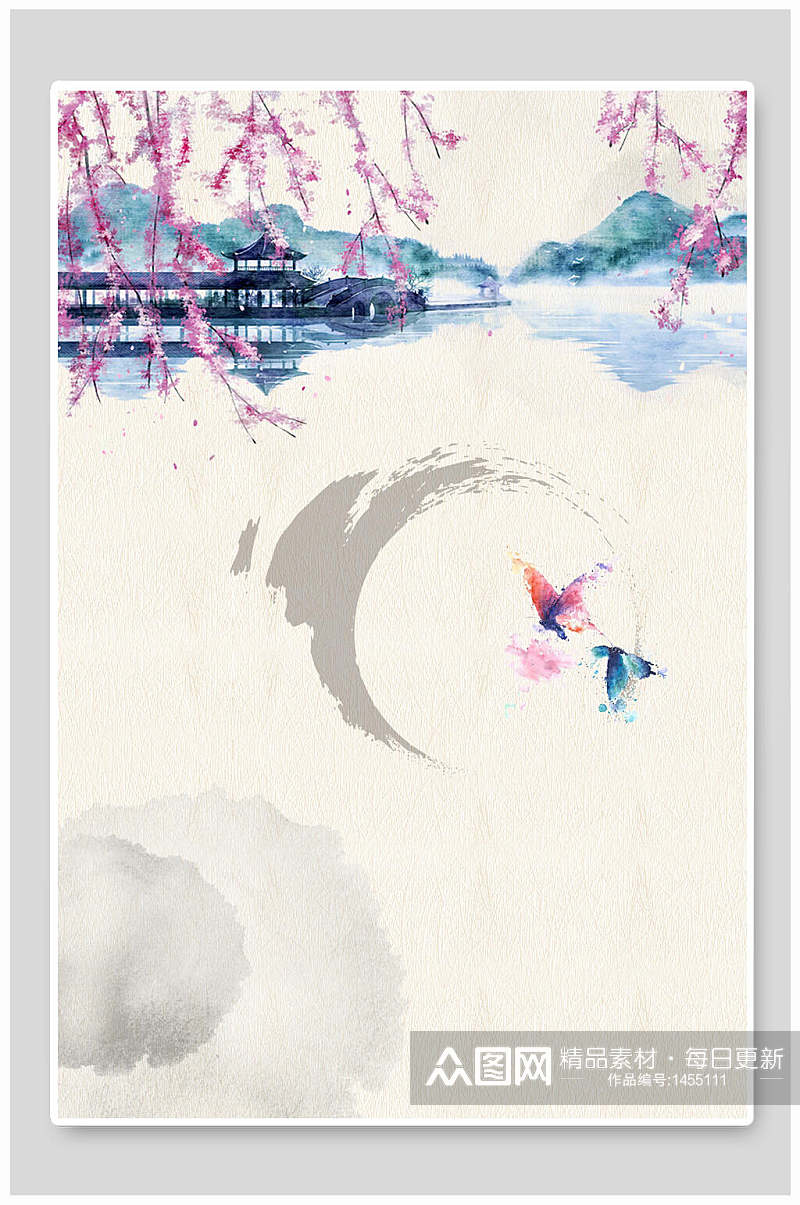 中国风山水画风景海报设计素材