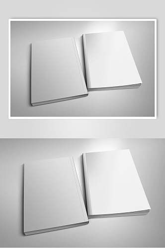 纯白色封面胶装画册效果图