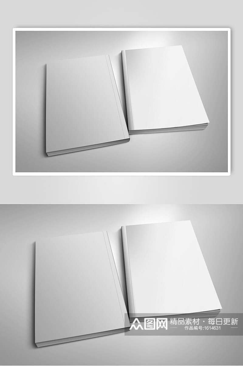 纯白色封面胶装画册效果图素材