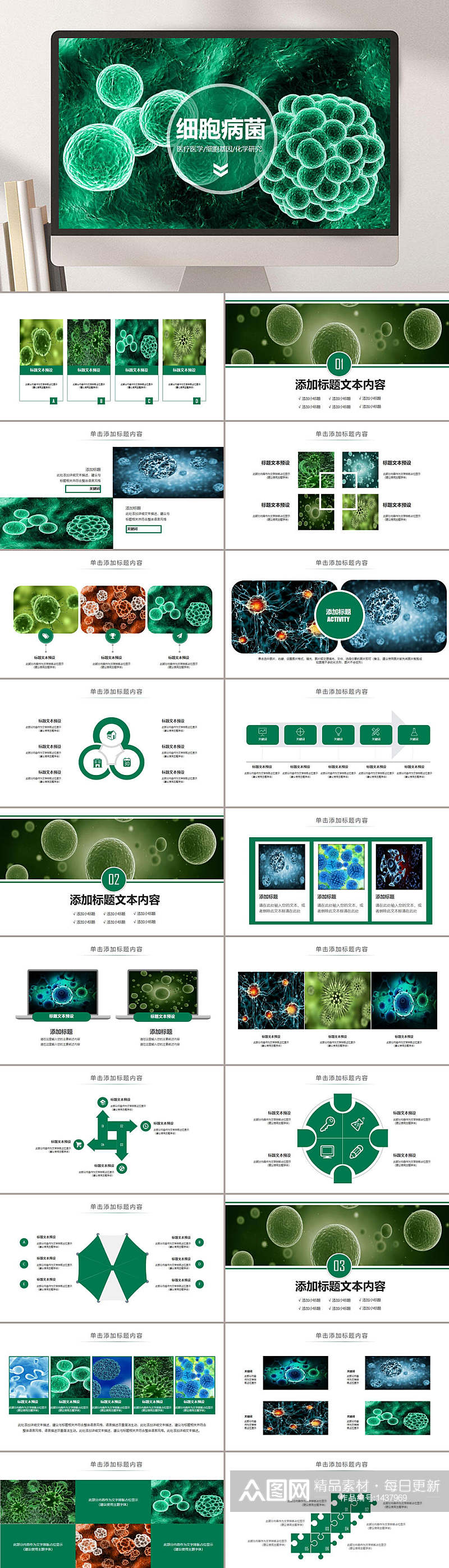 细胞病毒大学生物化学实验PPT模板素材