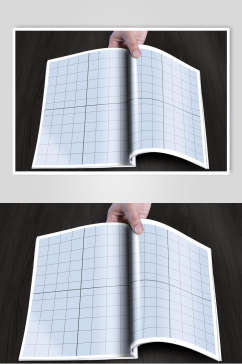 格子内折页画册样机效果图